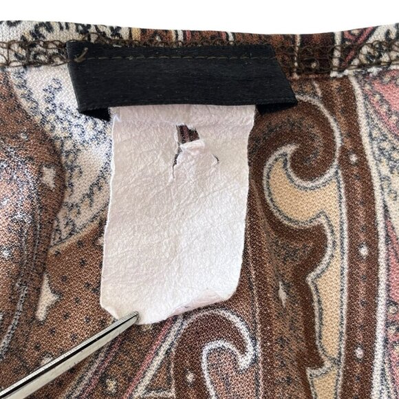 Vintage 90s Y2K Agenda Womens Paisley Floral Babydoll Top Brown Lace Trim Boho - Picture 6 of 8